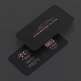 Minimal Car Driver Chauffeur Pink Black Transport Visitekaartje
