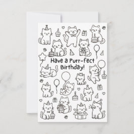 Minimal Cat Doodle Funny Birthday Card Bedankkaart