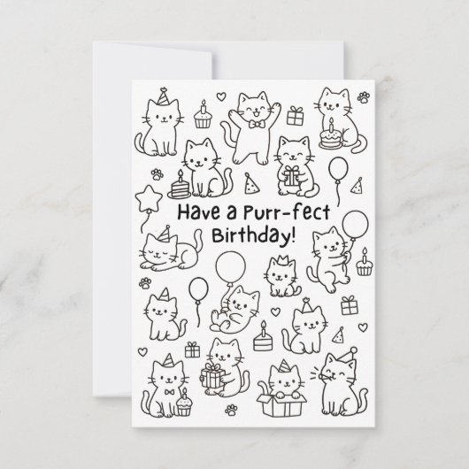 Minimal Cat Doodle Funny Birthday Card Bedankkaart (Voorkant)