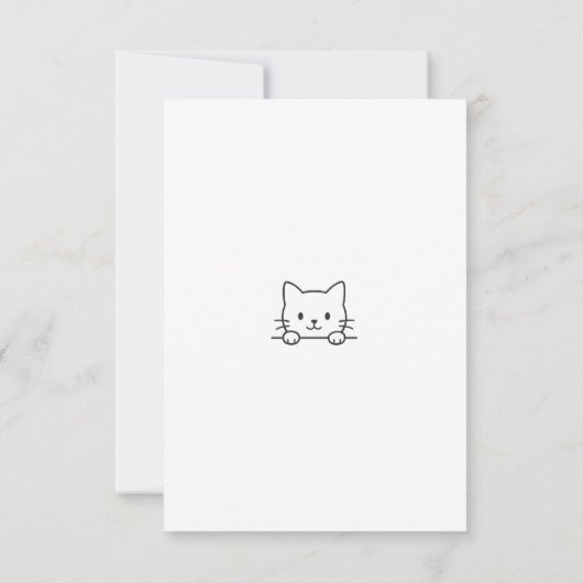 Minimal Cat Doodle Funny Birthday Card Bedankkaart (Achterkant)