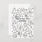 Minimal Cat Doodle Funny Birthday Card Bedankkaart (Voorkant / Achterkant)