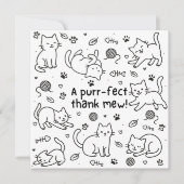 Minimal Cat Doodle Thank You Card (Voorkant)
