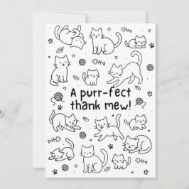Minimal Cat Doodle Thank You Card Bedankkaart