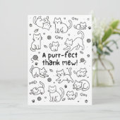 Minimal Cat Doodle Thank You Card Bedankkaart (Staand voorkant)