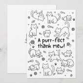 Minimal Cat Doodle Thank You Card Bedankkaart (Voorkant / Achterkant)