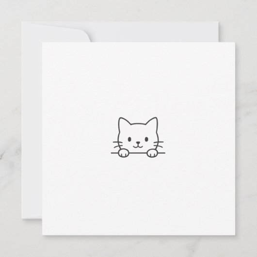Minimal Cat Doodle Thinking of You Card Kaart (Achterkant)