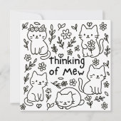 Minimal Cat Doodle Thinking of You Card Kaart (Voorkant)