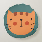 Minimal Cat Face Sierkussen | Speelse Kinder kamer Rond Kussen (Achterkant)