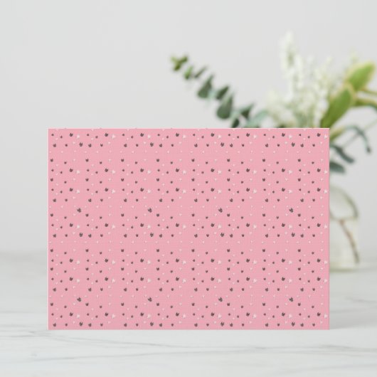 Minimal Cat Faces Pattern on Pink – Cute Pastel Kaart (Staand voorkant)