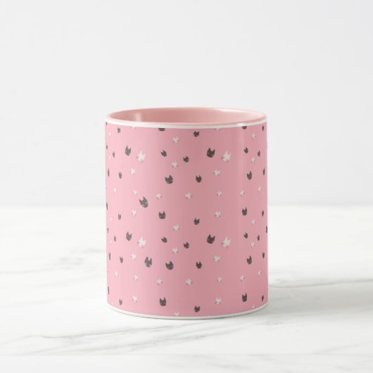 Minimal Cat Faces Pattern on Pink – Cute Pastel  Mok (Midden)