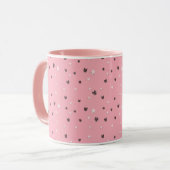 Minimal Cat Faces Pattern on Pink – Cute Pastel Mok (Voorkant links)