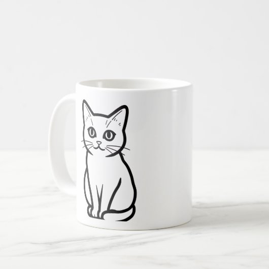 Minimal Cat Silhouette Cup Koffiemok (Voorkant links)