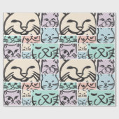 Minimal Cats Line Art Collage  Cadeaupapier (Vlak)