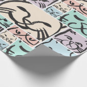 Minimal Cats Line Art Collage  Cadeaupapier (Hoek)