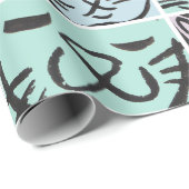 Minimal Cats Line Art Collage  Cadeaupapier (Rol Hoek)