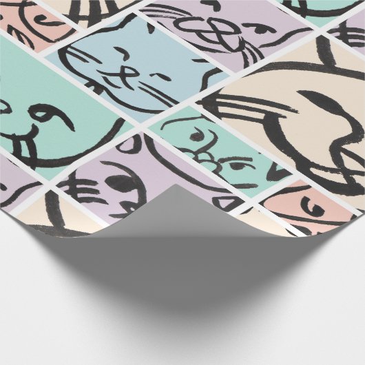 Minimal Cats Line Art Collage Cadeaupapier (Hoek)