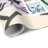 Minimal Cats Line Art Collage Cadeaupapier (Rol Hoek)