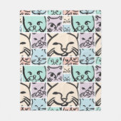 Minimal Cats Line Art Collage Fleece Deken (Voorkant)