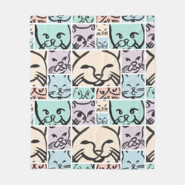 Minimal Cats Line Art Collage Fleece Deken