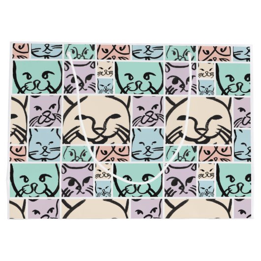 Minimal Cats Line Art Collage Groot Cadeauzakje (Achterkant)