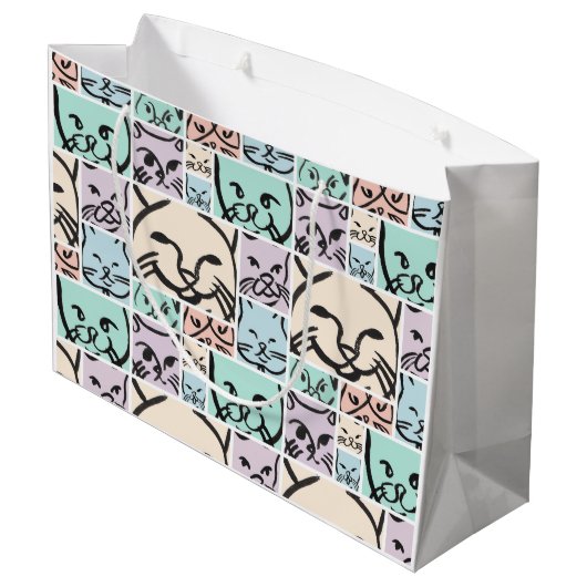 Minimal Cats Line Art Collage Groot Cadeauzakje (Achterkant Gekanteld)