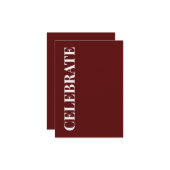 Minimal CELEBRATE | Deep Red Holiday Greeting Kaart (Voorkant / Achterkant in situ)