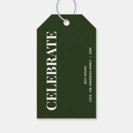 Minimal CELEBRATE | Forest Green Holiday Cadeaulabel