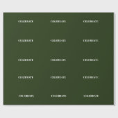 Minimal CELEBRATE | Forest Green Holiday Cadeaupapier (Vlak)