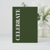 Minimal CELEBRATE | Forest Green Holiday Greeting Kaart (Staand voorkant)