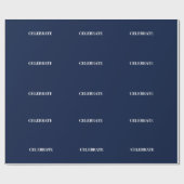 Minimal CELEBRATE | Navy Blue Holiday Cadeaupapier (Vlak)