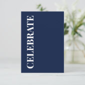 Minimal CELEBRATE | Navy Blue Holiday Greeting Kaart (Staand voorkant)