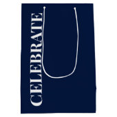Minimal CELEBRATE | Navy Blue Holiday Medium Cadeauzakje (Achterkant)