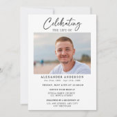 Minimal Celebration of Life Black White Funeral Kaart (Voorkant)