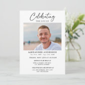 Minimal Celebration of Life Black White Funeral Kaart (Staand voorkant)