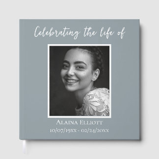 Minimal Celebration of Life Photo Custom Funeral  Gastenboek