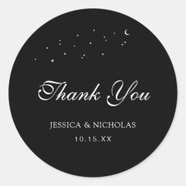 Minimal Celestial Bedankt Script Wedding Favoriet Ronde Sticker