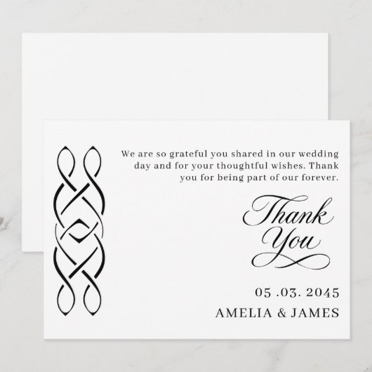 Minimal Celtic Knot Wedding Thank You Card Bedankkaart (Voorkant / Achterkant)