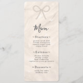 Minimal Champagne Pearl Bow Wedding Reception Menu (Voorkant)
