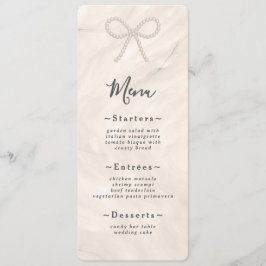 Minimal Champagne Pearl Bow Wedding Reception Menu