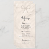Minimal Champagne Pearl Bow Wedding Reception Menu (Voorkant / Achterkant)