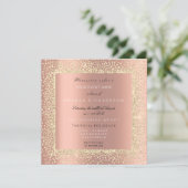 Minimal Champaigne Goud Zwart Confetti Roos Perzik Kaart (Staand voorkant)