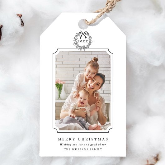 Minimal Charcoal Merry Christmas Foto Cadeaulabel