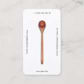 Minimal Chef Elegant Cateraar Houten Lepel Wit Visitekaartje (Voorkant)