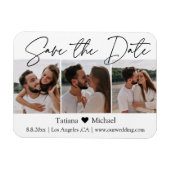 minimal chic 3 photo collage save the date magnet magneet (Horizontaal)