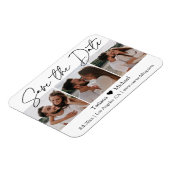 minimal chic 3 photo collage save the date magnet magneet (Linkerzijde)