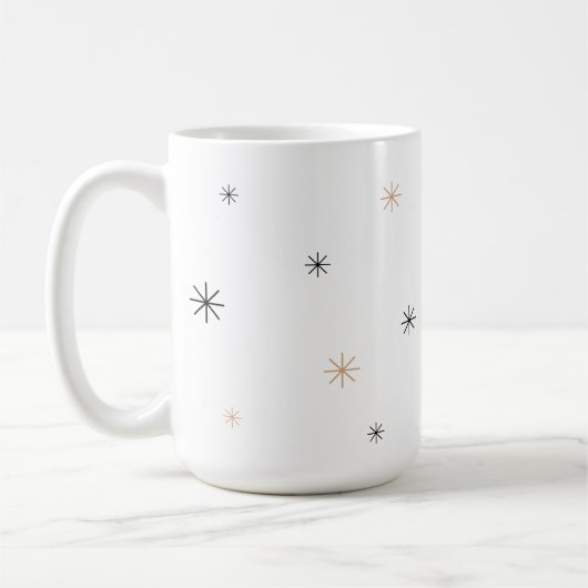 Minimal Chic Black + Gold Customizable Snowflake Koffiemok (Links)