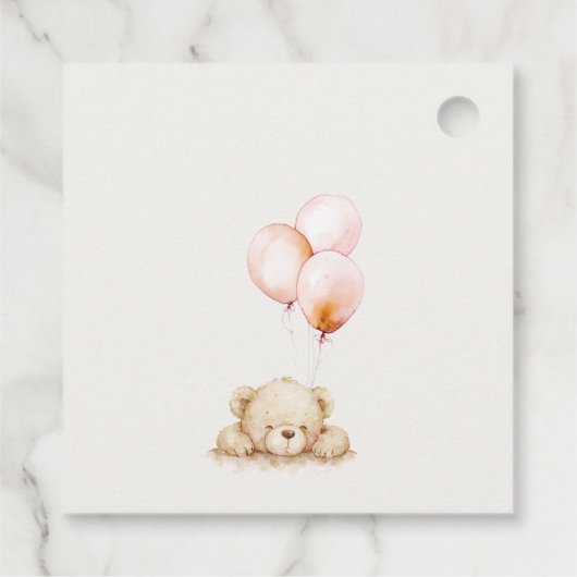 Minimal Chic Blush Bearly Wait Balloon Baby shower Bedankjes Labels (Achterkant)