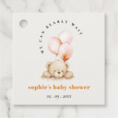 Minimal Chic Blush Bearly Wait Balloon Baby shower Bedankjes Labels (Voorkant)