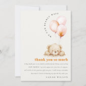 Minimal Chic Blush Bearly Wait Balloon Baby shower Bedankkaart (Voorkant)