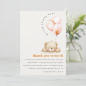 Minimal Chic Blush Bearly Wait Balloon Baby shower Bedankkaart (Staand voorkant)